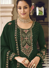 Well-Bred Salwar Suit in Dark Green Color